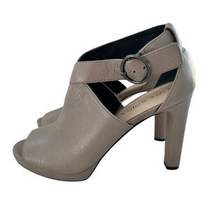VIA SPIGA Taupe Leather Peep Toe Heeled Sandals 7.5